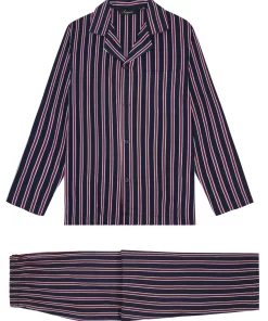 Bio Katoenen Herenpyjama Bombay Stripes Ambassador 1867 Kleur Bordeauxrood Maat Medium