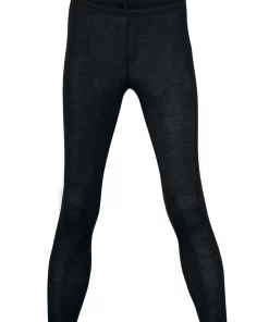 Dames Legging met Kant Zijde Wol Engel Natur Kleur Zwart Maat 34/36 - Small