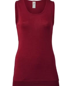 Dames Longtop Zijde Wol Engel Natur Kleur Bordeauxrood Maat 34/36 - Small