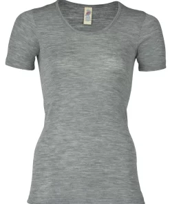 Dames T-Shirt Zijde Wol Engel Natur Kleur Grijs Maat 34/36 - Small