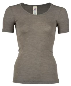 Dames T-Shirt Zijde Wol Engel Natur Kleur Walnut Maat 34/36 - Small