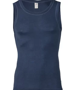 Heren Hemd Zijde Wol Engel Natur Kleur Navy blauw Maat 46/48 - Medium