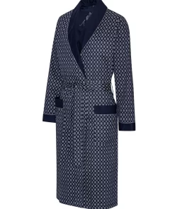 Heren Katoenen Ochtendjas Megeve Ambassador 1867 Kleur Donkerblauw Maat Medium