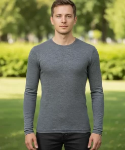 Heren Shirt Lange Mouw Merino Wol Engel Natur Kleur Antraciet Maat 50/52 - Large