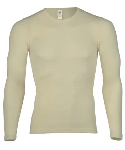 Heren Shirt Lange Mouw Zijde Wol Engel Natur Kleur Gebroken wit Maat 46/48 - Medium