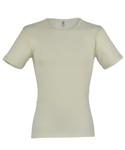Heren T-Shirt Zijde Wol Engel Natur Kleur Gebroken wit Maat 46/48 - Medium