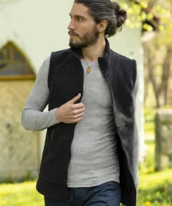 Heren Vest Merino Wol Fleece Engel Natur Kleur Zwart Maat 54/56 - Extra Large