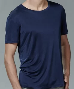Zijden Heren T-Shirt Donkerblauw Kokon Zwo Maat Extra Large