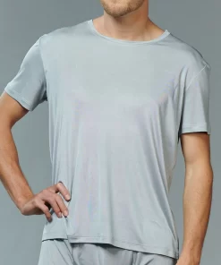 Zijden Heren T-Shirt Grijs Kokon Zwo Maat Large