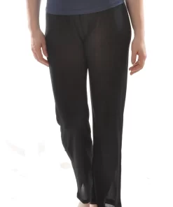 Zijden Legging Wijd Alkena Kleur Zwart Maat Medium