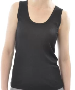 Zijden Rib Dames Hemd Alkena Kleur Zwart Maat Small